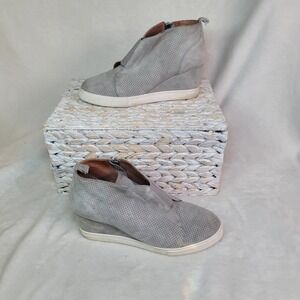 Paolo Linea Felicia Gray Suede Wedge Sneaker Women's Size 6.5 M Retro Y2K Ankle